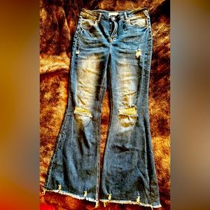 Risen brand Distressed Flare Leg Jeans 1XL